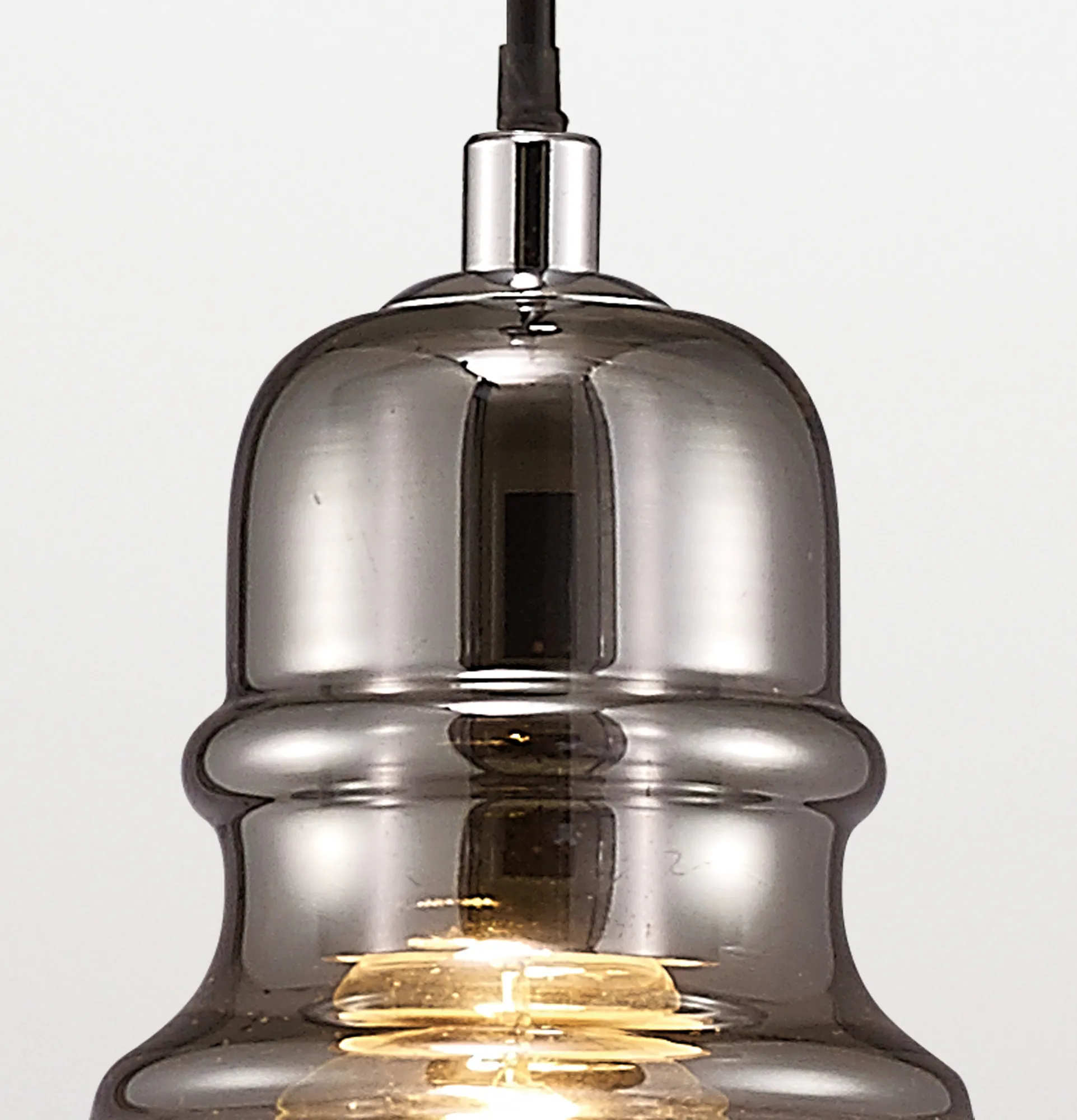 Ariel 16cm Smoke Glass Pendant 1 Light Polished Chrome D0096  Deco Ariel